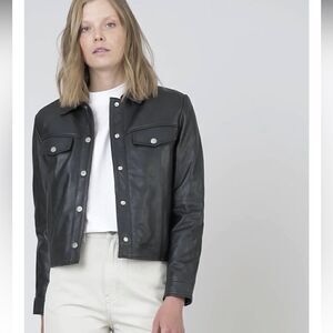 Deadwood X Free People Frankie Leather Jacket Green XS